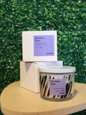 2X AVON Lavender Haze Lavender Latte Candle, 3 Wick, Discontinued